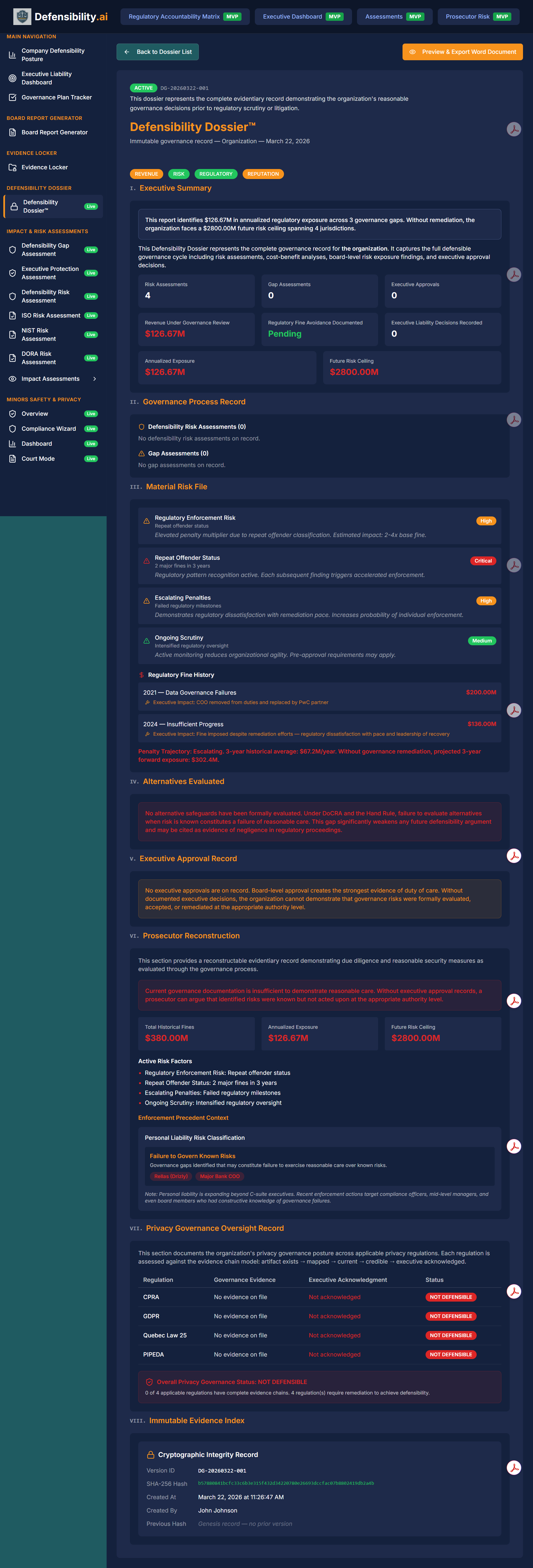 Full Defensibility Dossier